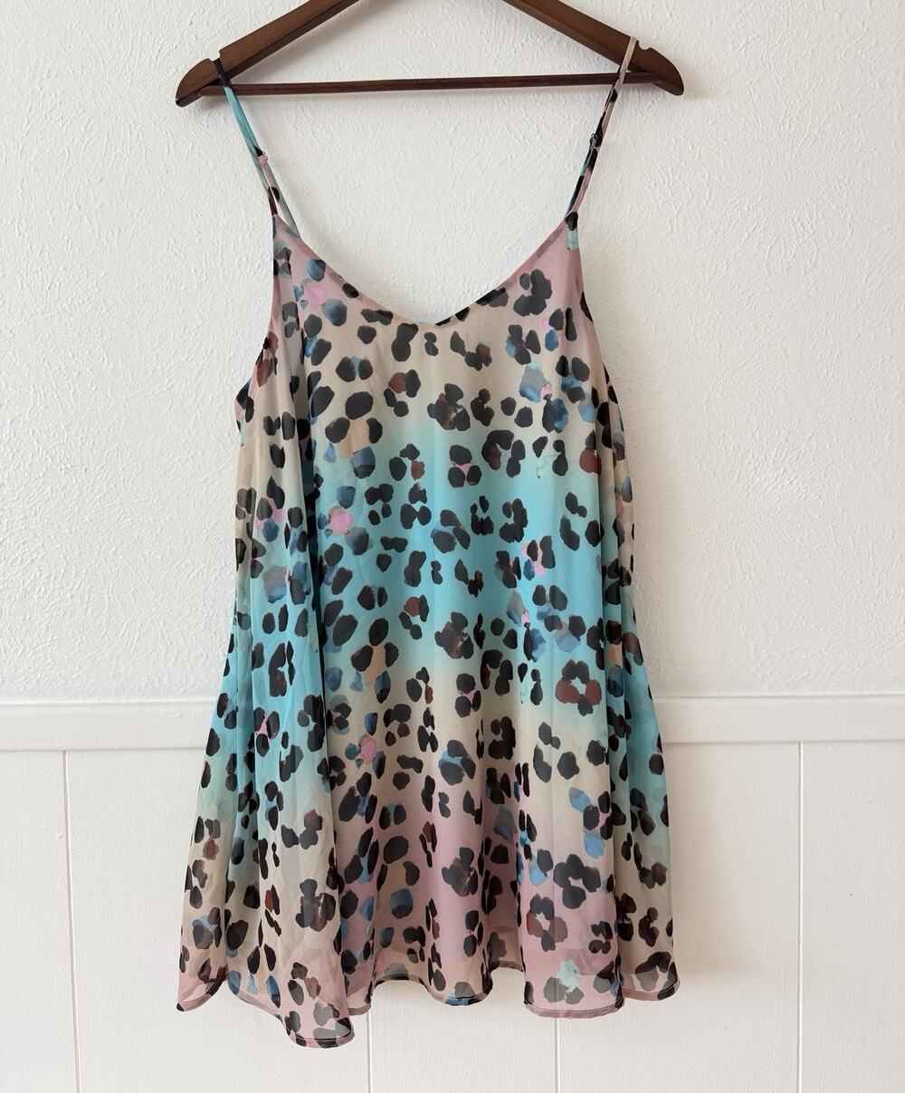 Show Me Your Mumu Circus Mini Dress M Multicolor Leopard Print Spaghetti Strap